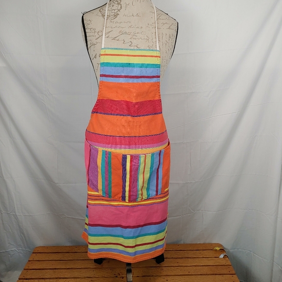 Les Toiles Du Soleil Other - Les Toiles Du Soleil French Fabric Multicolored Stripped Apron Unisex